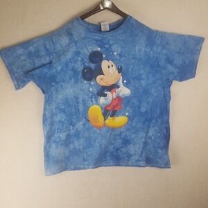 Mickey Unlimited Blue Tie Dye Graphic T Shirt‎ Womens Plus Size 18W 20W